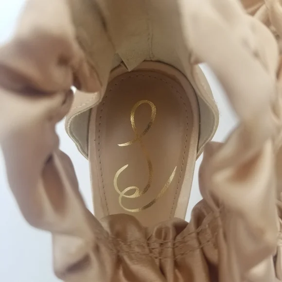 Sam Edelman Sawyer Satin Ruffle Ankle Strap Heels, Rosa Blush, Women's 6.5 - Picture 5 of 16